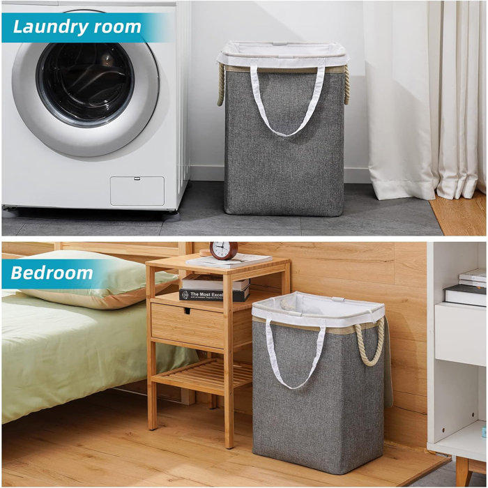 Breakwater Bay Canvas Laundry Basket with Handles Wayfair